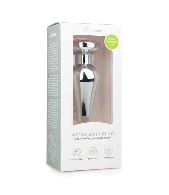Easytoys Anal Collection Zilverkleurige metalen buttplug met roze diamant