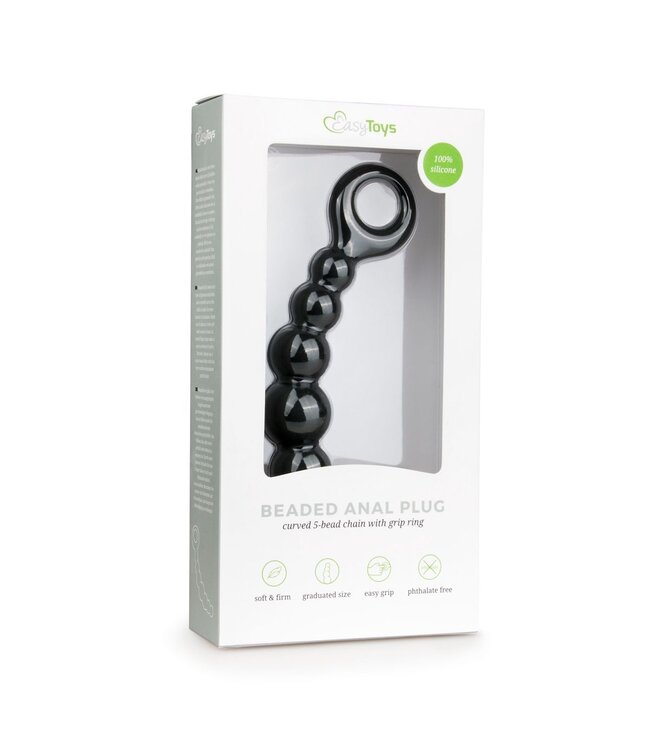 Easytoys Anal Collection Zwarte anale plug met kralen