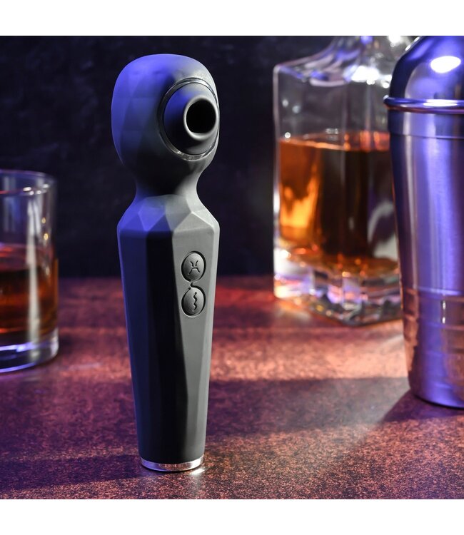 Evolved Evolved - Rainbow Sucker Wand Vibrator - Zwart