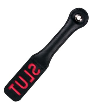 Sportsheets Sportsheets – Leather Impression Paddle – Slut Zwart