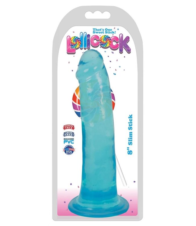 XR Brands Lollicock - Dildo Slim Stick -  Berry Ice - 20.3 cm