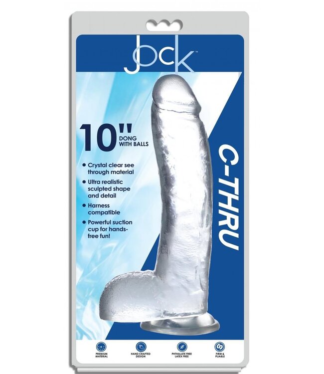 XR Brands Jock C-Thru Transparante Dildo - 29 cm.