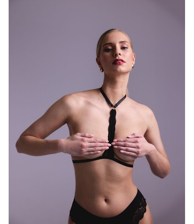 Christine Christine - Strappy Harness Bralette Evening Kiss -zwart