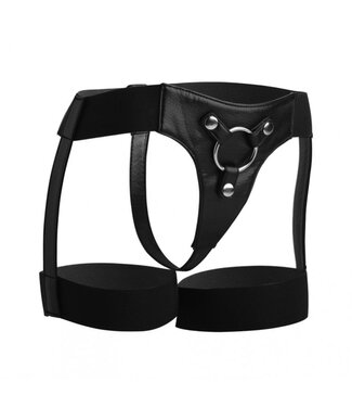 XR Brands Zwart strap on harnas jarretel stijl