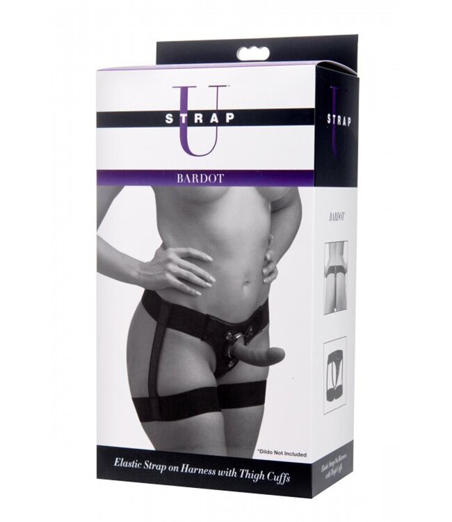 XR Brands Zwart strap on harnas jarretel stijl