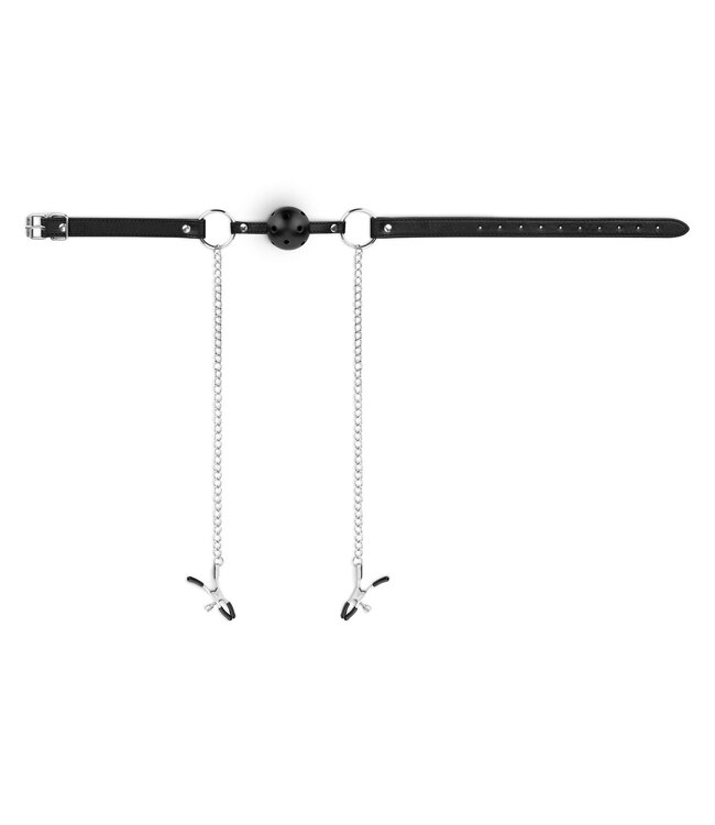 Bedroom Fantasies Bedroom Fantasies - Ball Gag met Tepelklemmen - Zwart