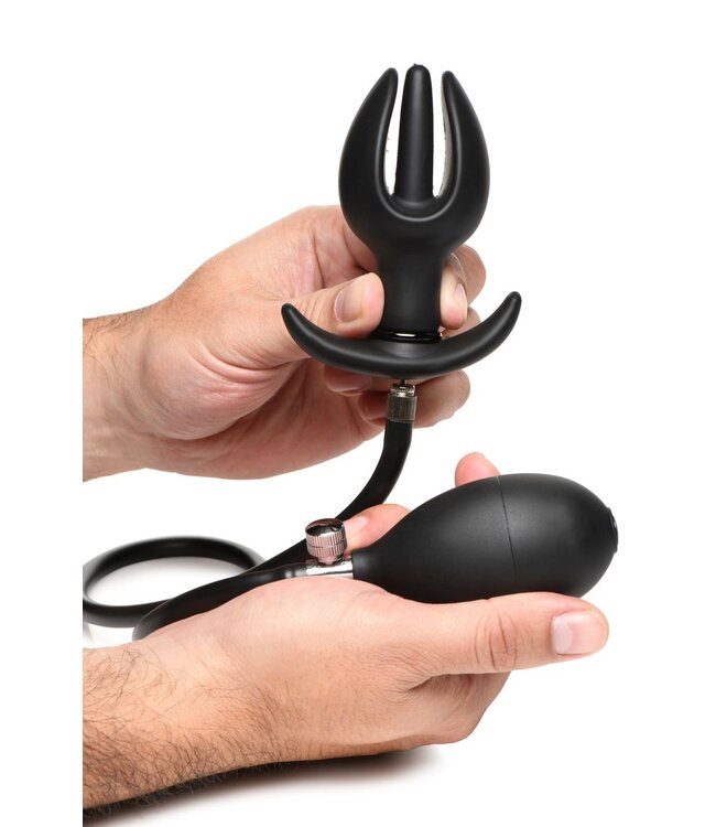 XR Brands Opblaasbare Siliconen Anaal Plug - Zwart