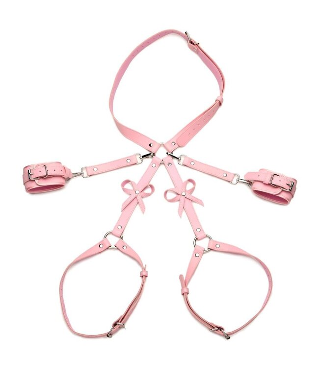 XR Brands Bondageharnas met strikken M/L - Roze