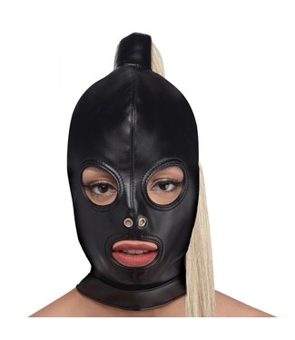 XR Brands Ponytail Bondage Hood - Zwart