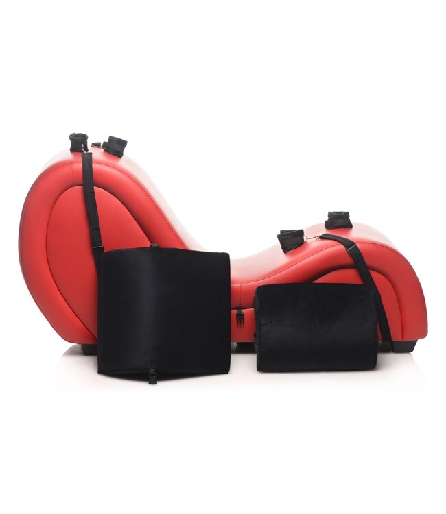 XR Brands Kinky Seks Sofa Met Boeien en Positie Kussens - Zwart/Rood