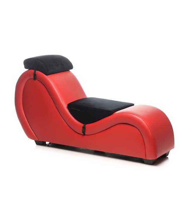 XR Brands Kinky Seks Sofa Met Boeien en Positie Kussens - Zwart/Rood