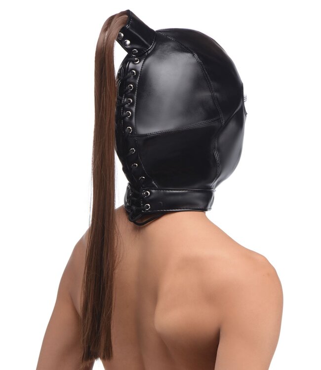 XR Brands Bondage Hoofd Masker Met Paardenstaart