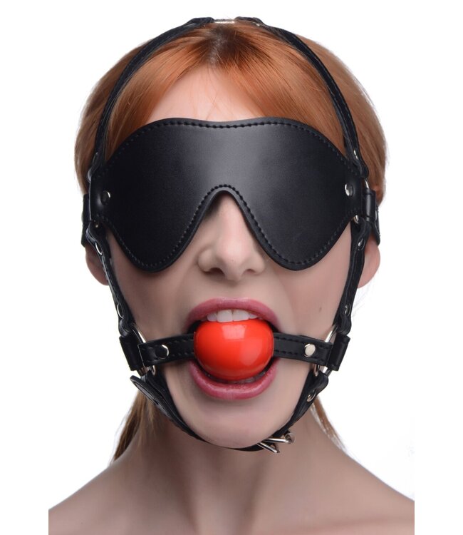 XR Brands Kinky Verstelbaar Harnas Met blinddoek En Ballgag