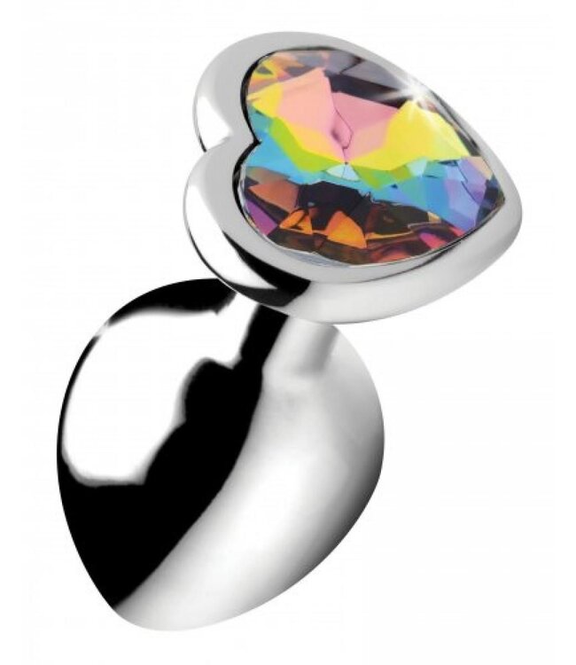 XR Brands Booty Sparks - Rainbow Heart Buttplug - Middel