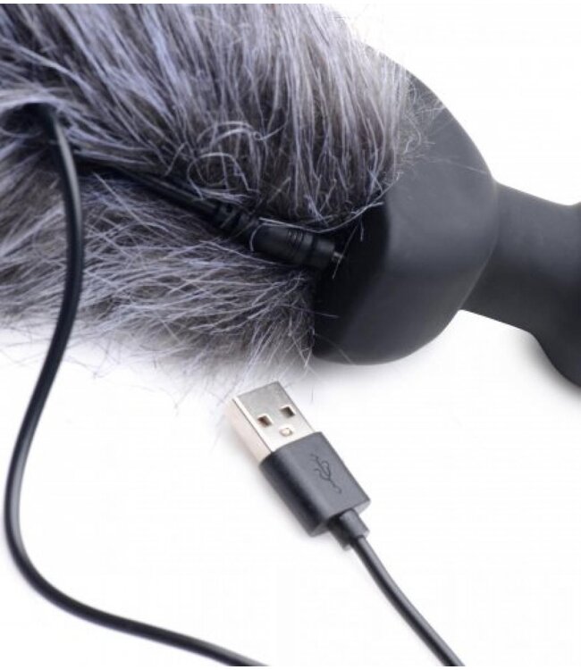 XR Brands Vibrerende Anaal Plug Met Vossenstaart - Grijs