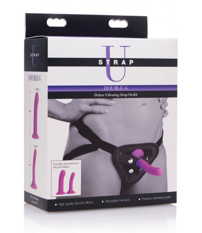 XR Brands Double-G Deluxe Vibrerende Strap-On Set