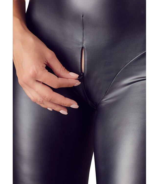 Cottelli Collection Sexy Wetlook Catsuit Met Open Kruisje
