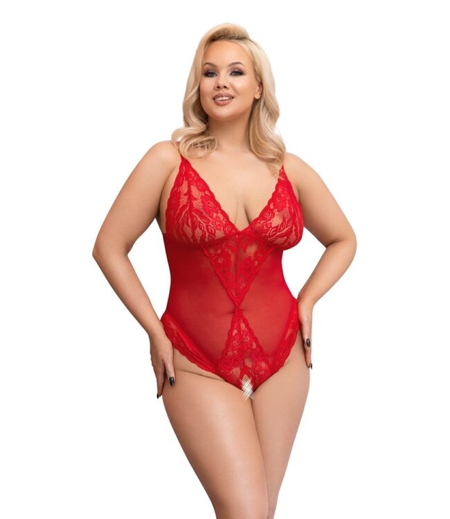 Cottelli Collection Body Met Open Kruisje - Rood