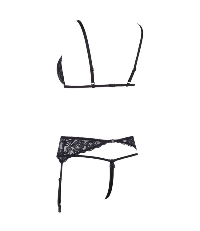 Cottelli Collection Cottelli Collection - 3-Delige Jarretelset Met Open Cup & Open Kruis