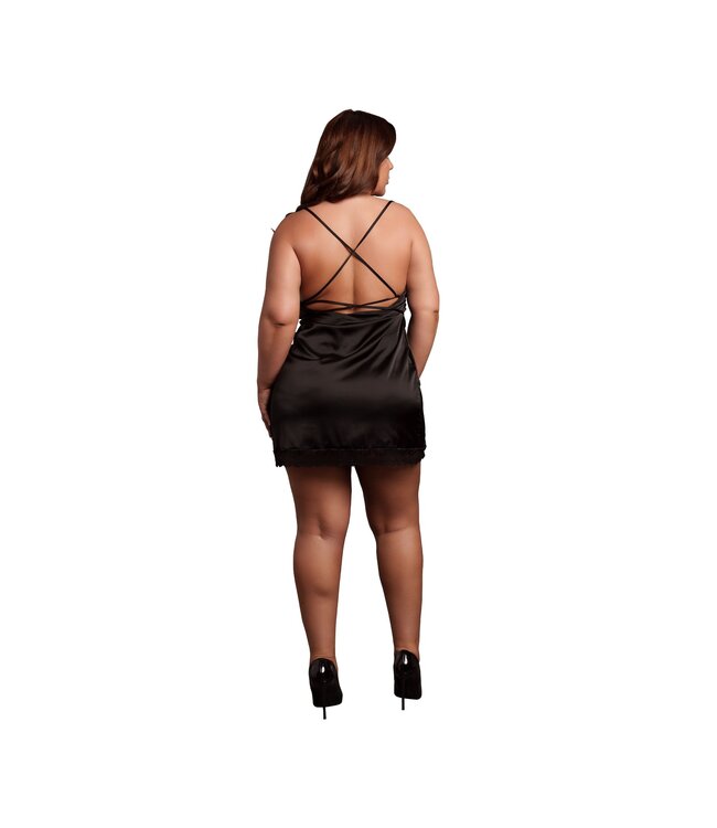 Le Desir Le Desir – Zijden Jurk met Kruisbanden en Split, Open Rug, Queen Size - Zwa