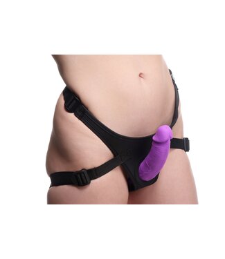 XR Brands Strap U - Dubbele Dildo Met Harnas - Paars