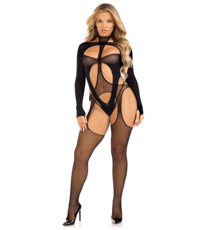 Leg Avenue Leg Avenue - Tweedelige Body Set Met Halternek - Zwart