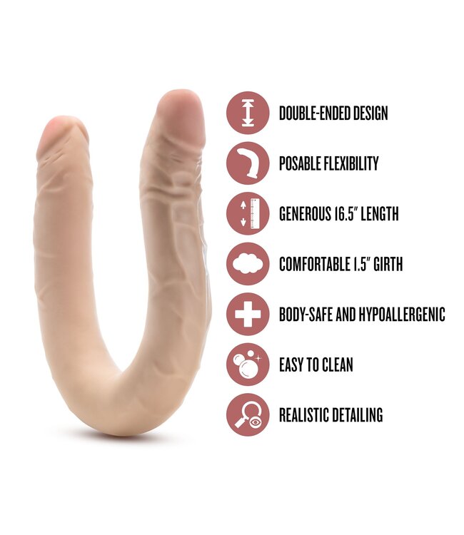 Dr Skin Dr. Skin – Plus 35,5 cm Buigzame Dubbele Dildo – Beige