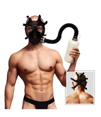 XR Brands XR Brands - Inhaler Gas Masker Met Fles - Zwart & Wit