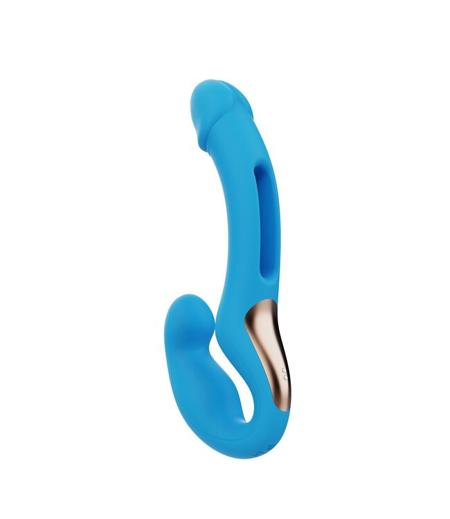 HoneyPlayBox HoneyPlayBox - Harmony Duo App-bestuurde Strapless Strap-on - Blauw