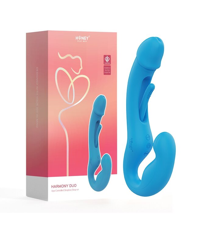 HoneyPlayBox HoneyPlayBox - Harmony Duo App-bestuurde Strapless Strap-on - Blauw
