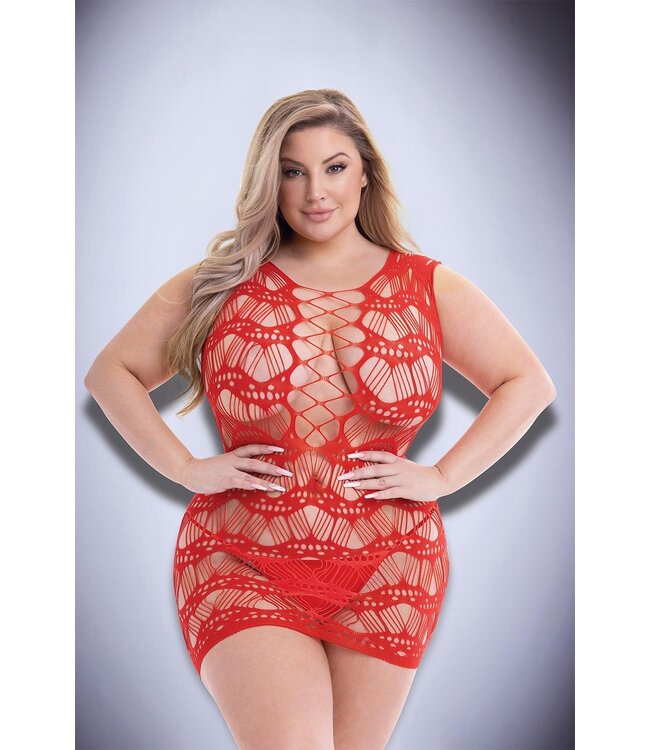 Baci Lingerie BACI CORSET FRONT LACE MINI DRESS RED, QS