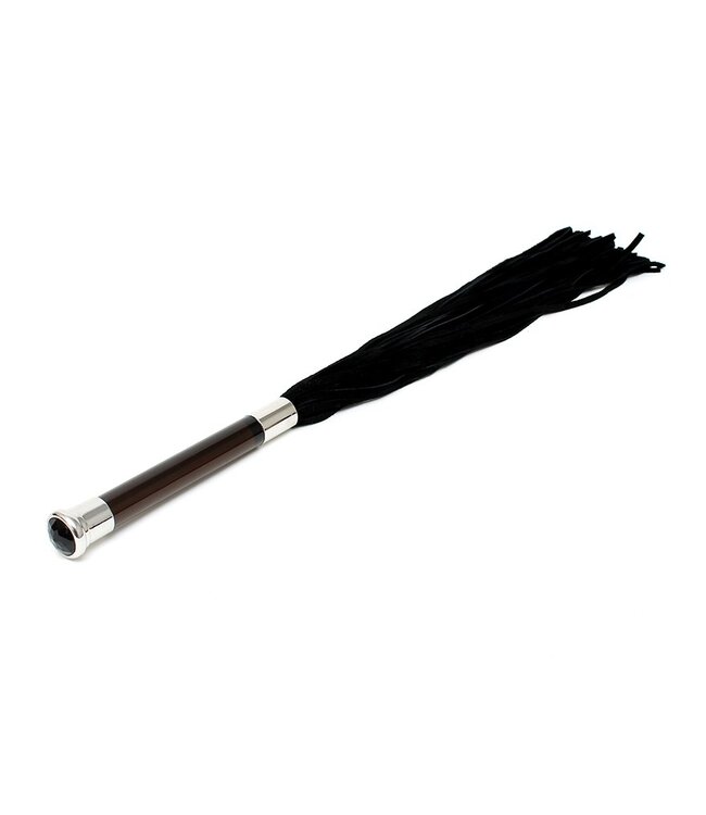Rimba Rimba - Suède flogger met glazen handvat en kristal