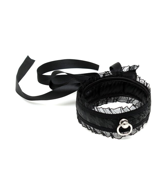 Rimba Rimba Bondage Play - Satijn Look Kraag - One Size - Zwart
