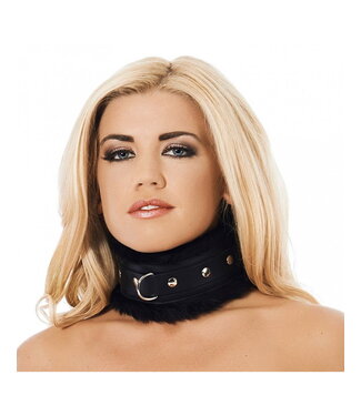 Rimba Rimba Bondage Play - Luxe gevoerde halsband met bont