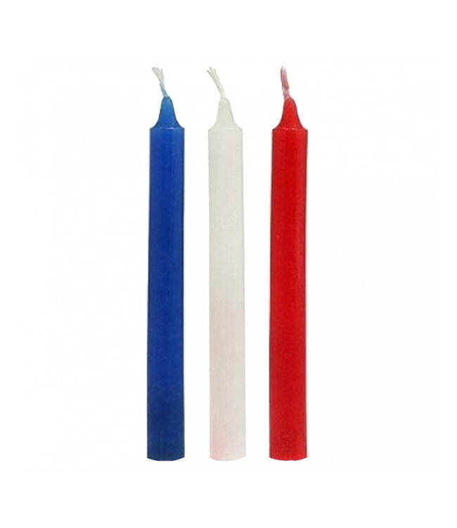 Rimba Rimba Bondage Play - Hot Wax SM Kaarsen (3 stuks) - Blauw, Wit & Rood