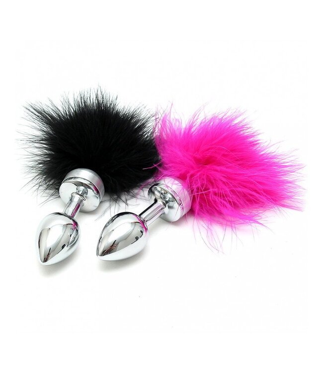 Rimba Rimba - Buttplug KLEIN met zwarte veren (unisex)