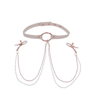 Sportsheets PEACHES ‘N CREAME COLLAR WITH NIPPLE CLAMPS