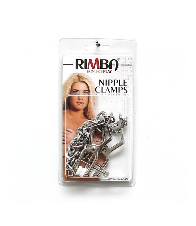 Rimba Rimba Bondage Play - Verstelbare Tepelklemmen met Ketting - Zilver
