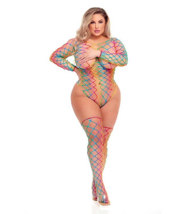 Pink Lipstick Lingerie TASTE THE RAINBOW TEDDY & THONG, QS
