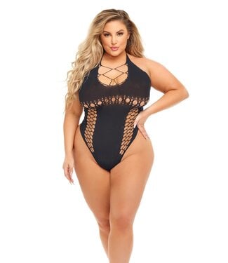 Pink Lipstick Lingerie HOT TOO HANDLE BODYSUIT BLACK, QS