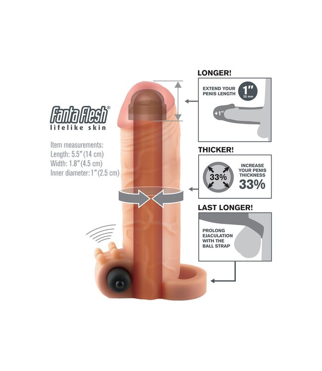 Pipedream FANTASY X-TENSIONS VIBRATING REAL FEEL 1 INCH EXTENSION LIGHT