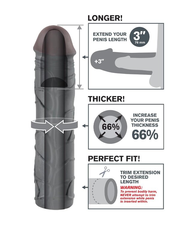 Pipedream FANTASY X-TENSIONS MEGA 3 INCH EXTENSION BLACK