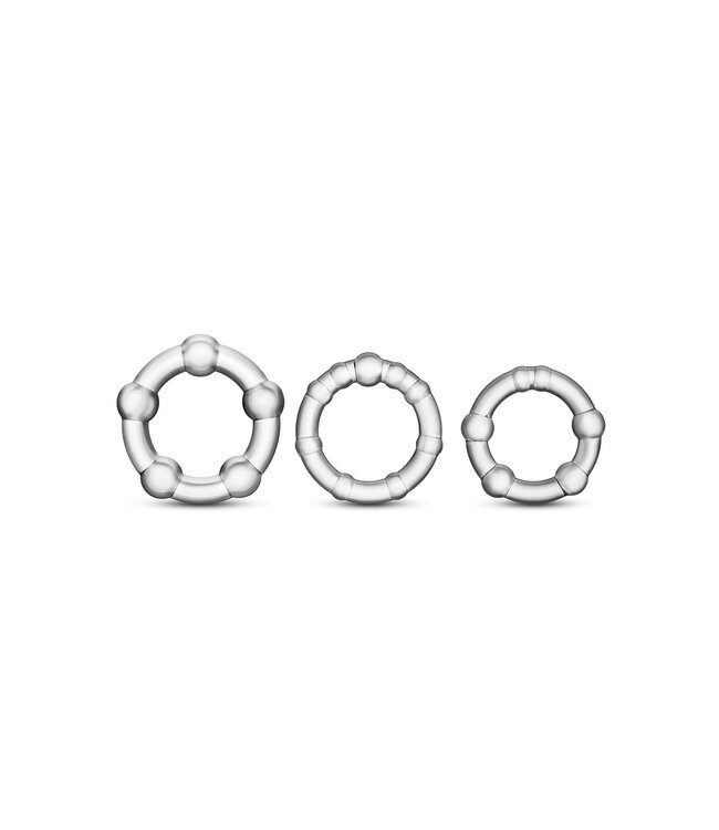 Blush STAY HARD BEADED COCKRINGS CLEAR