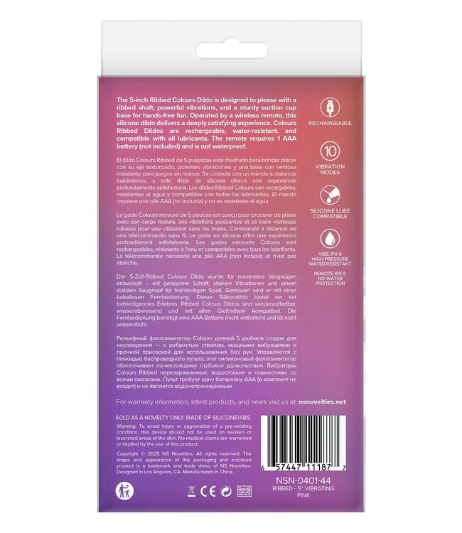 NS Novelties COLOURS RIBBED 5 INCH VIBRATING PINK