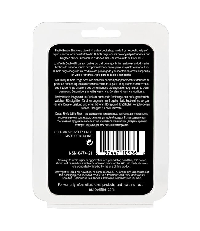 NS Novelties FIREFLY BUBBLE RING MEDIUM WHITE