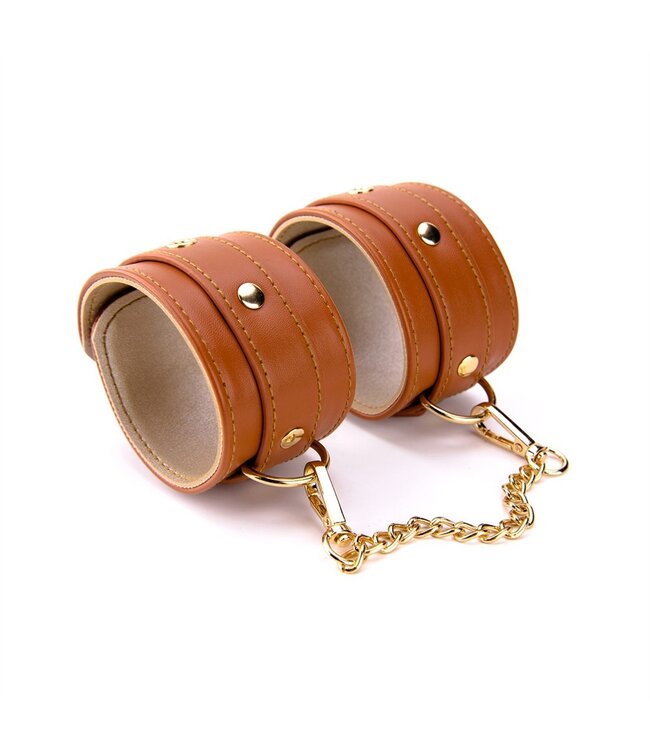 Dreamtoys BLAZE ELITE HAND CUFFS COGNAC VEGAN LEATHER