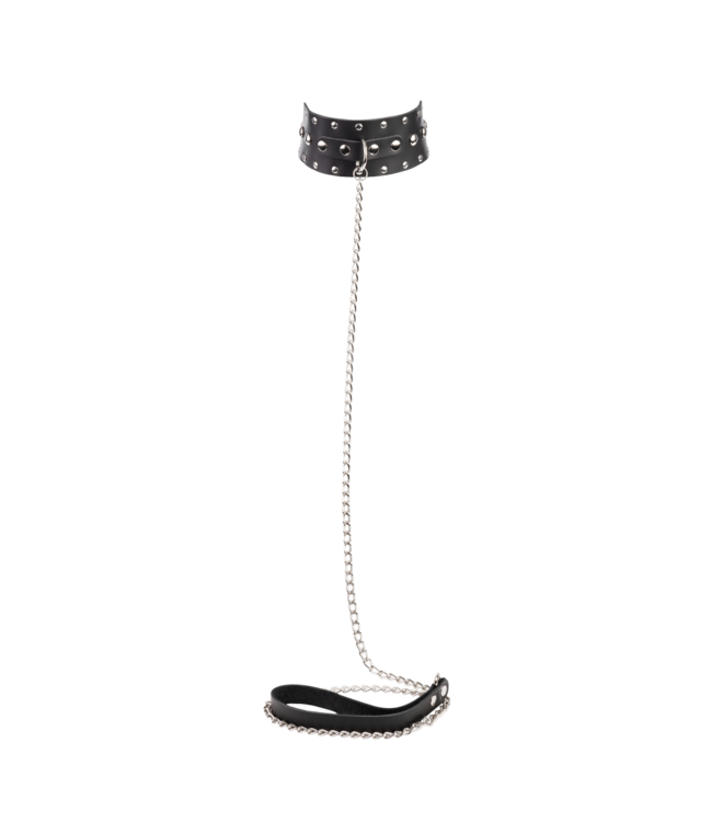 Rimba Rimba - Halsband met studs en hondenketting, verstelbaar met gesp.