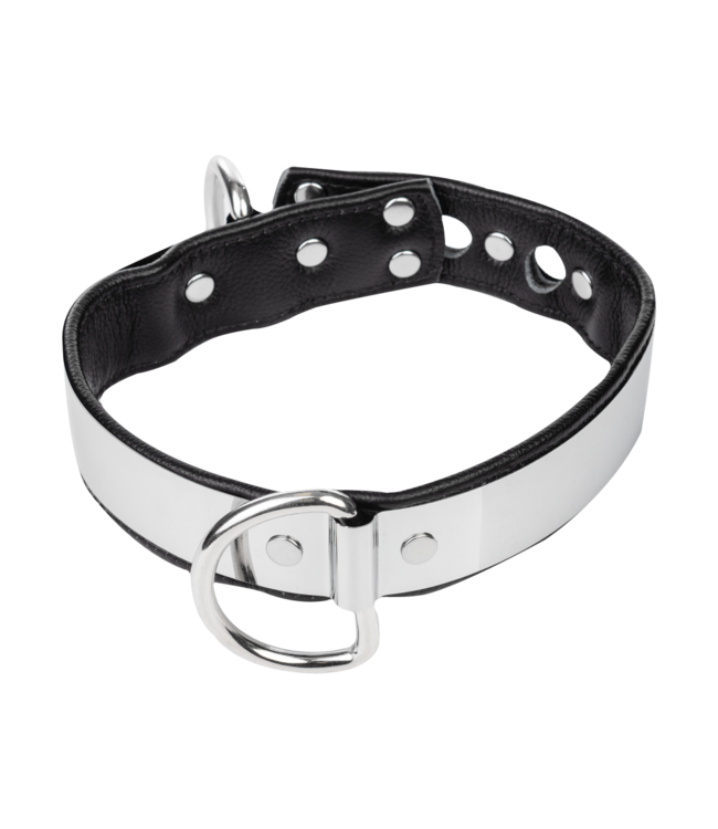 Rimba Rimba - Lederen halsband met metaal en hangslot