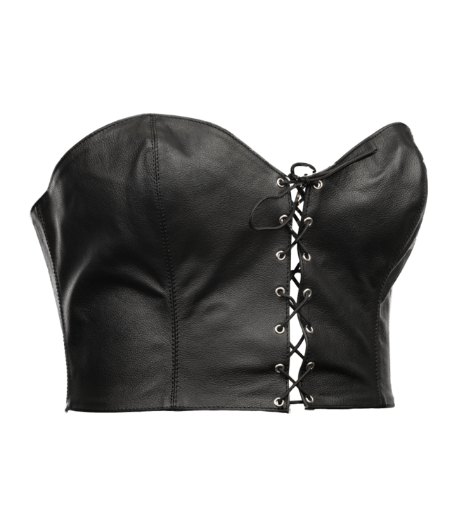 Rimba Rimba - Strapless lederen top met veter