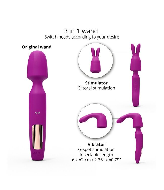 Rimba Love to Love - R-Evolution - Wand Vibrator met 2 Opzetstukken - Roze